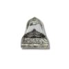 Bottom view of the mezuzah case highlighting the engraved filigree pattern at the decorative base