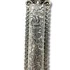 Close-up of handcrafted filigree and embossed Shaddai motif on sterling silver mezuzah case