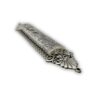 Angled view of ornate 925 Sterling Silver Shaddai Mezuzah Case showing raised structure and leaf pattern