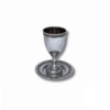 925 Sterling Silver Kiddush Cup with matching decorative saucer – full front presentation