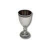Front view of silver Kiddush goblet with handcrafted filigree border on top and base