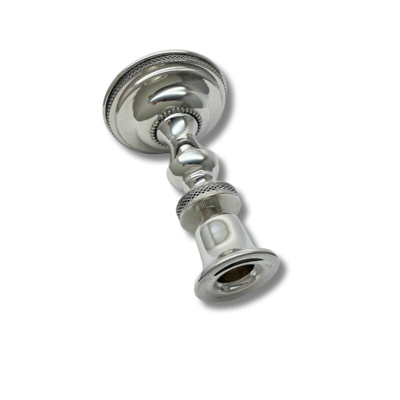 Angled side view of the polished Havdalah candle holder lying down