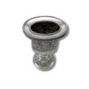 Top-down view of the Silver Havdalah Candle Holder, focusing on the inner floral engraving inside the bowl and the wide silver rim with twisted rope detailing around the edge.