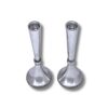 Pair of large 925 silver candlesticks shown from above, featuring elegant filigree rings