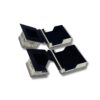 Inside view of 925 silver tefillin boxes with open lids and black velvet-lined compartments