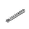 Perspective image of handcrafted silver Torah pointer with hammered texture and sculpted hand tip