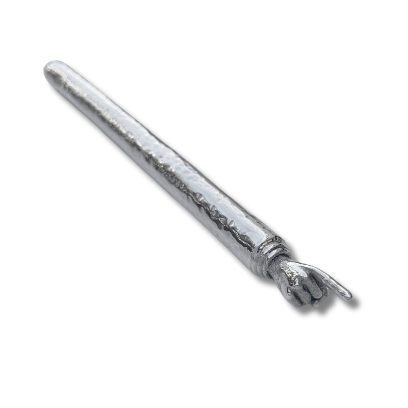 Sterling Silver Yad Torah Pointer with hammered design – angled view showing detailed hand and texture